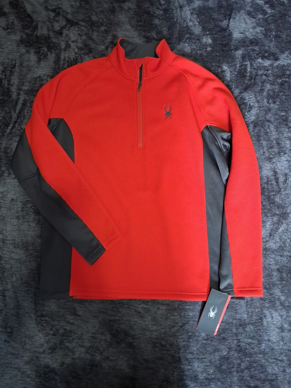 Spyder NWT Men XL RedOrange/Gray Fleece Lined Long Sleeve Pullover Men XL